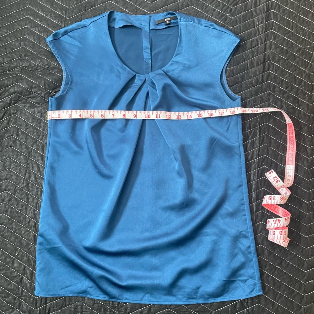 Boss Jewel Toned Sapphire Blue Satin Blouse - Picture 9 of 16